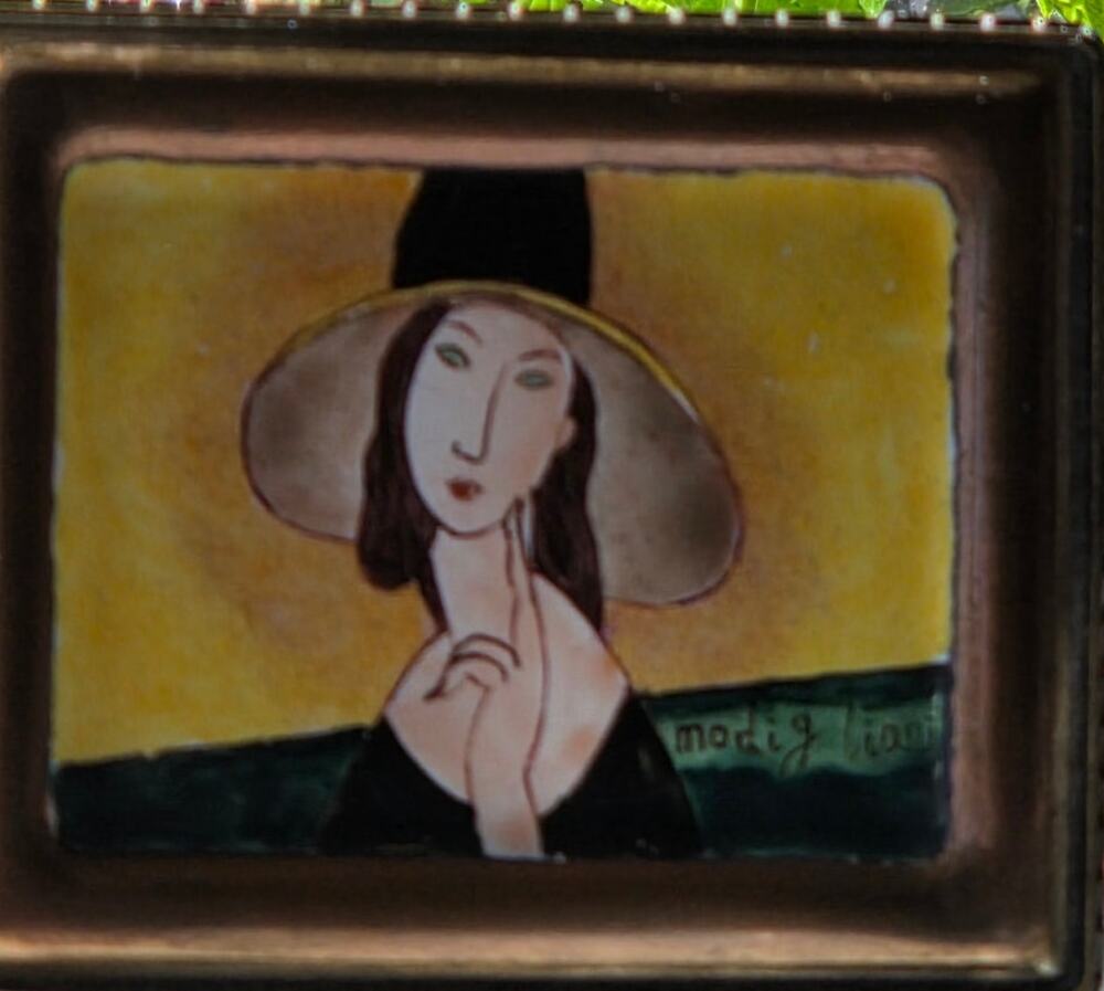 Kelvin Chen Enamel Trinket Box Modigliani Portrait Copper Hinged Signed and #261
